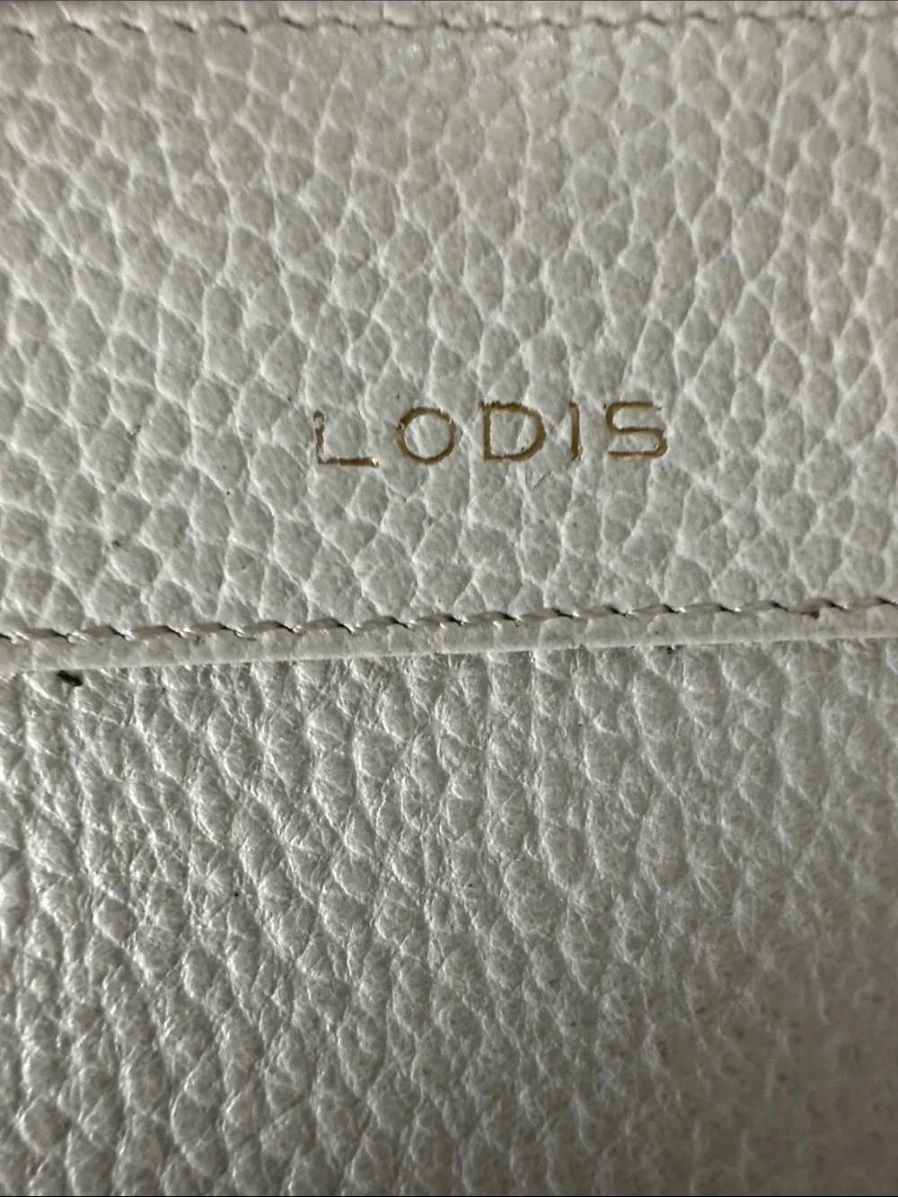 Lodis White Pebbled Leather Zip Wallet